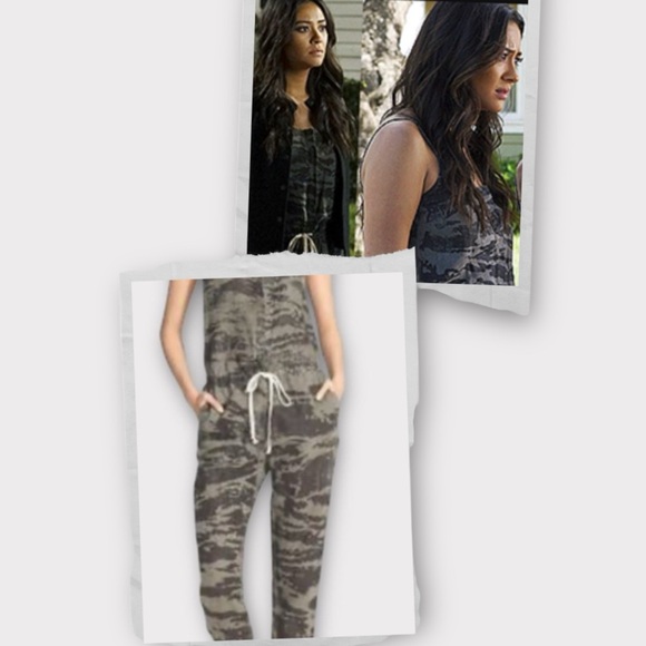 Enza Costa Jumpsuit Small 100% French Linen Cahira Camo ASO Pretty Little Liars - Picture 1 of 16